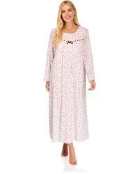 La Marquise Womens 'Velvet Rose' Long Sleeve Jersey Nightie