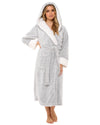 Womens Textured Fleece Sherpa Trim Dressing Gown