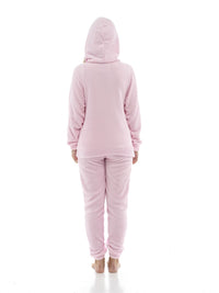 Womens Polished Fleece Slogan Hooded Pyjamas
