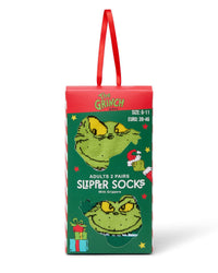 2 Pairs Grinch Slipper Socks - Gift Box