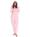 Huggable Womens Borg Zip Hooded Onesies