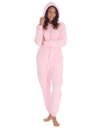 Huggable Womens Borg Zip Hooded Onesies