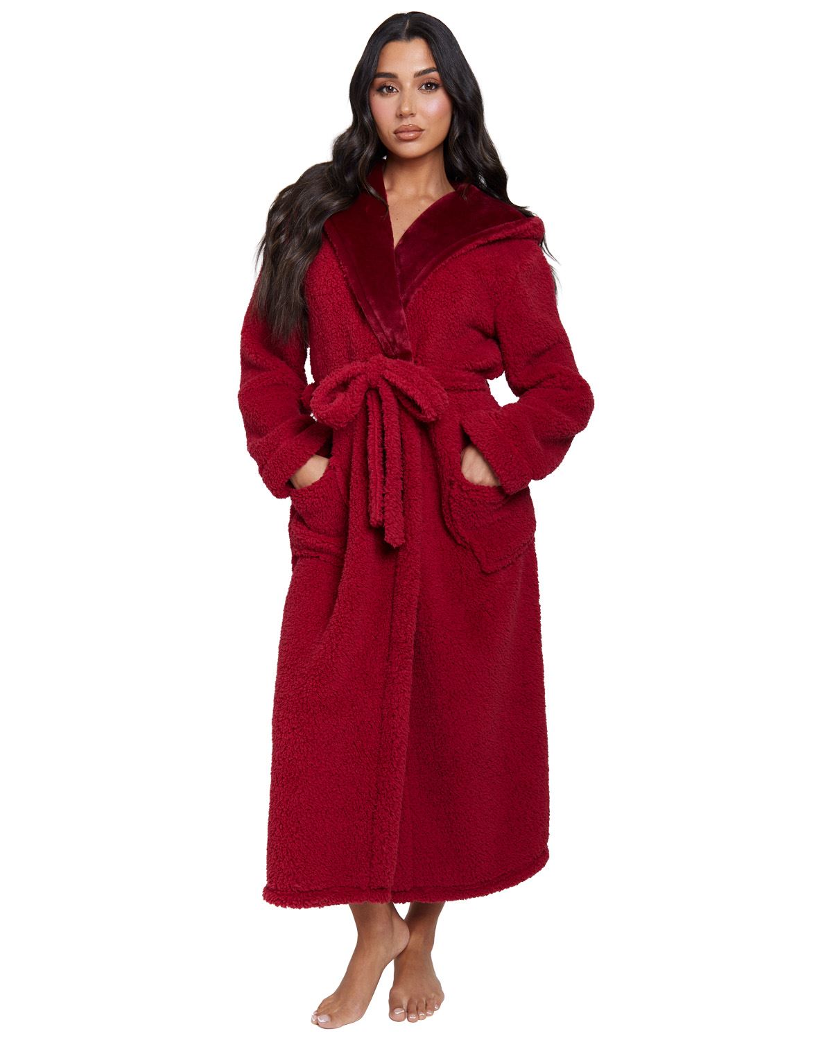 Loungeable Womens Mink Borg Maxi Dressing Gown