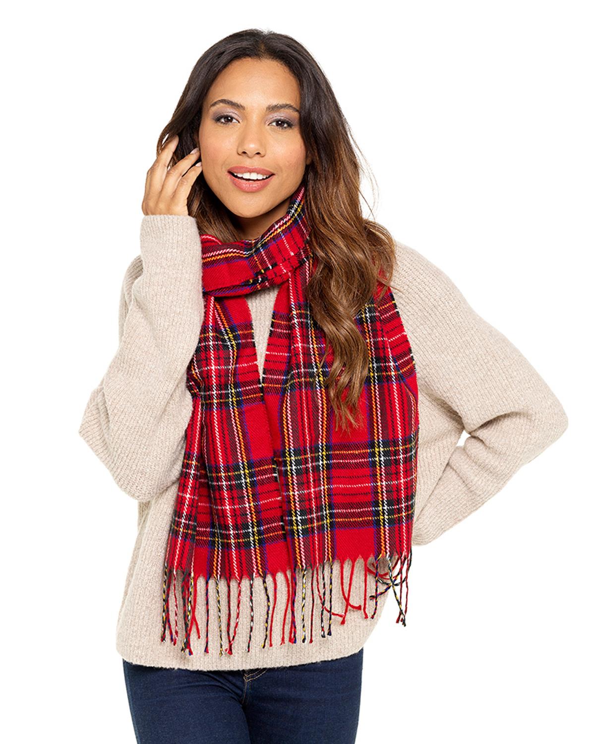 Womens Check Plaid Winter Tartan Scarf