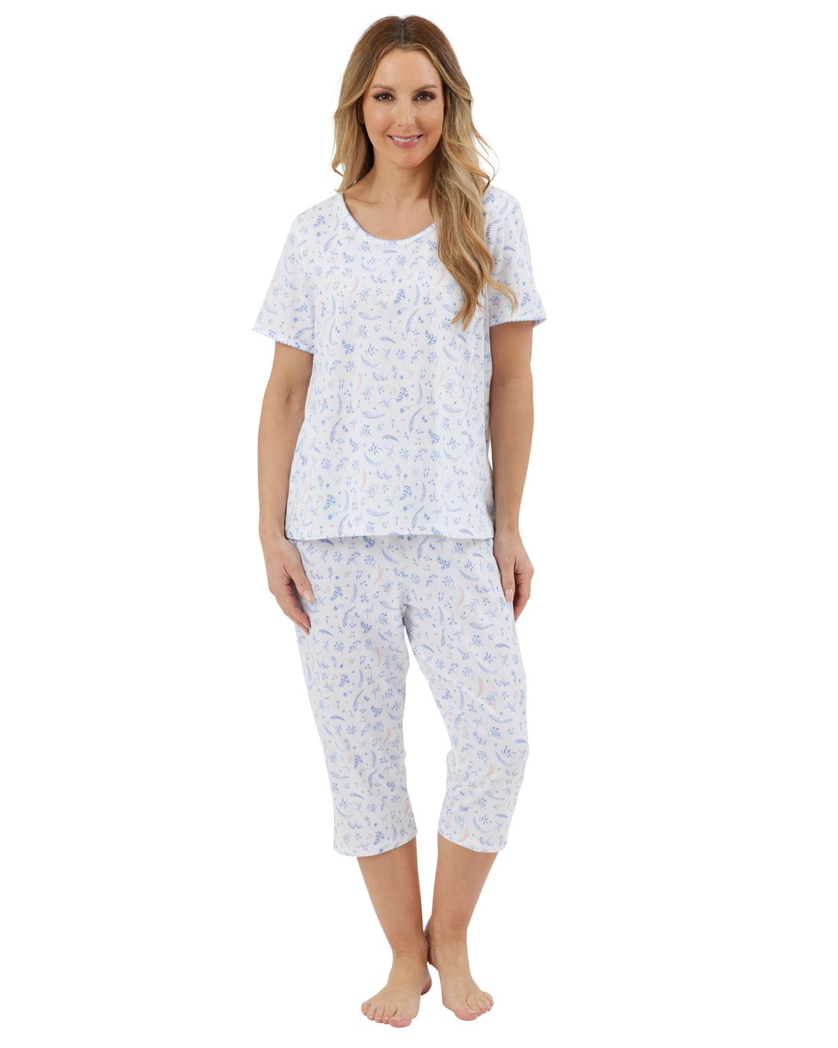 Marlon Womens Harvest Floral Jersey Cropped Pyjamas