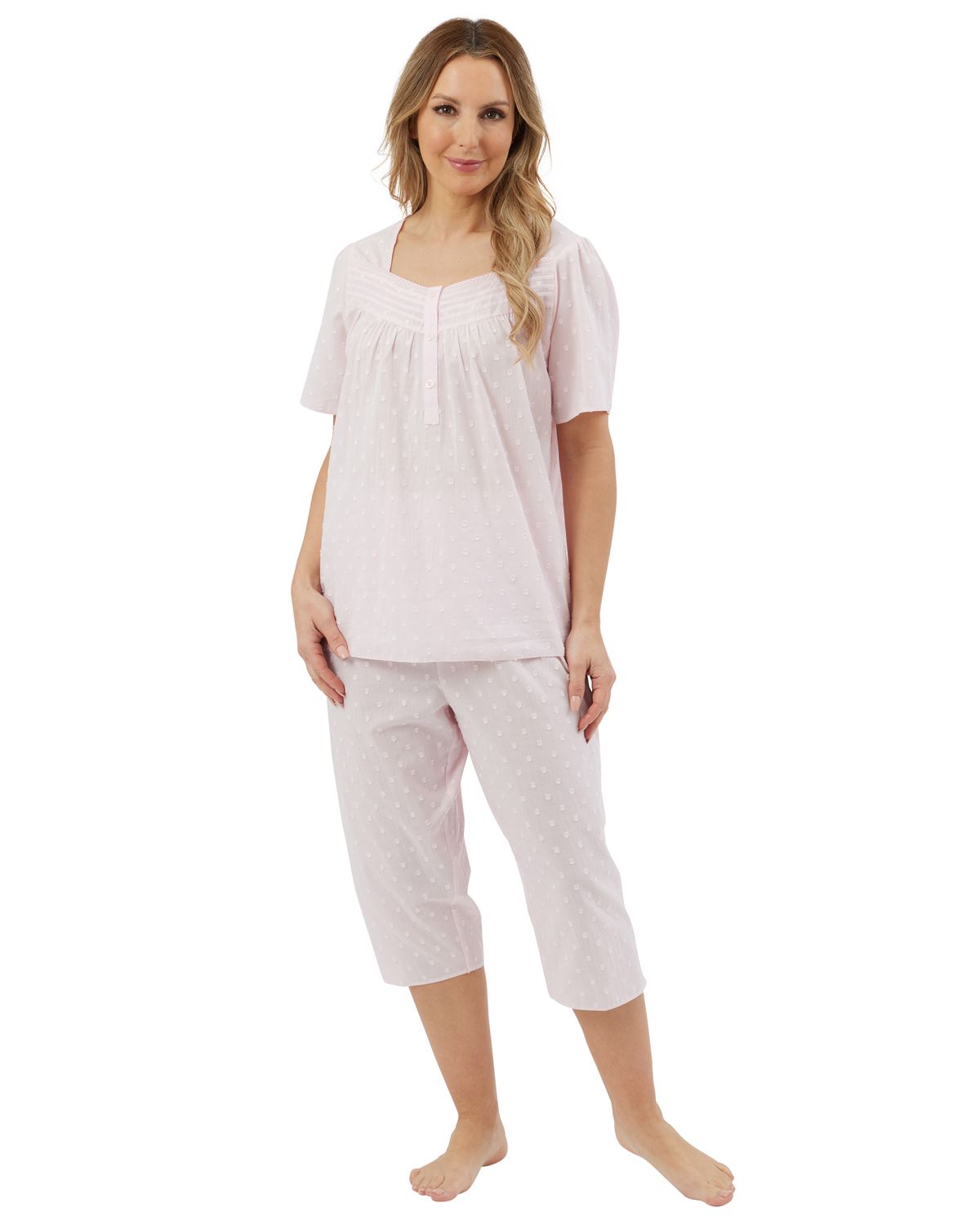 Marlon Womens Dobby Spot Cropped Pyjamas