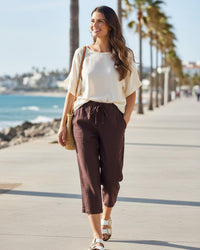 Indigo Roc Womens Cropped Linen Trousers