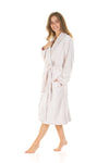Ladies Super Soft Fleece Longpile Shawl Collar Wrap Dressing Gown Robe