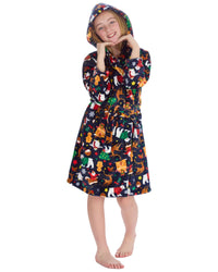 Huggable Kids Christmas Hooded Dressing Gown