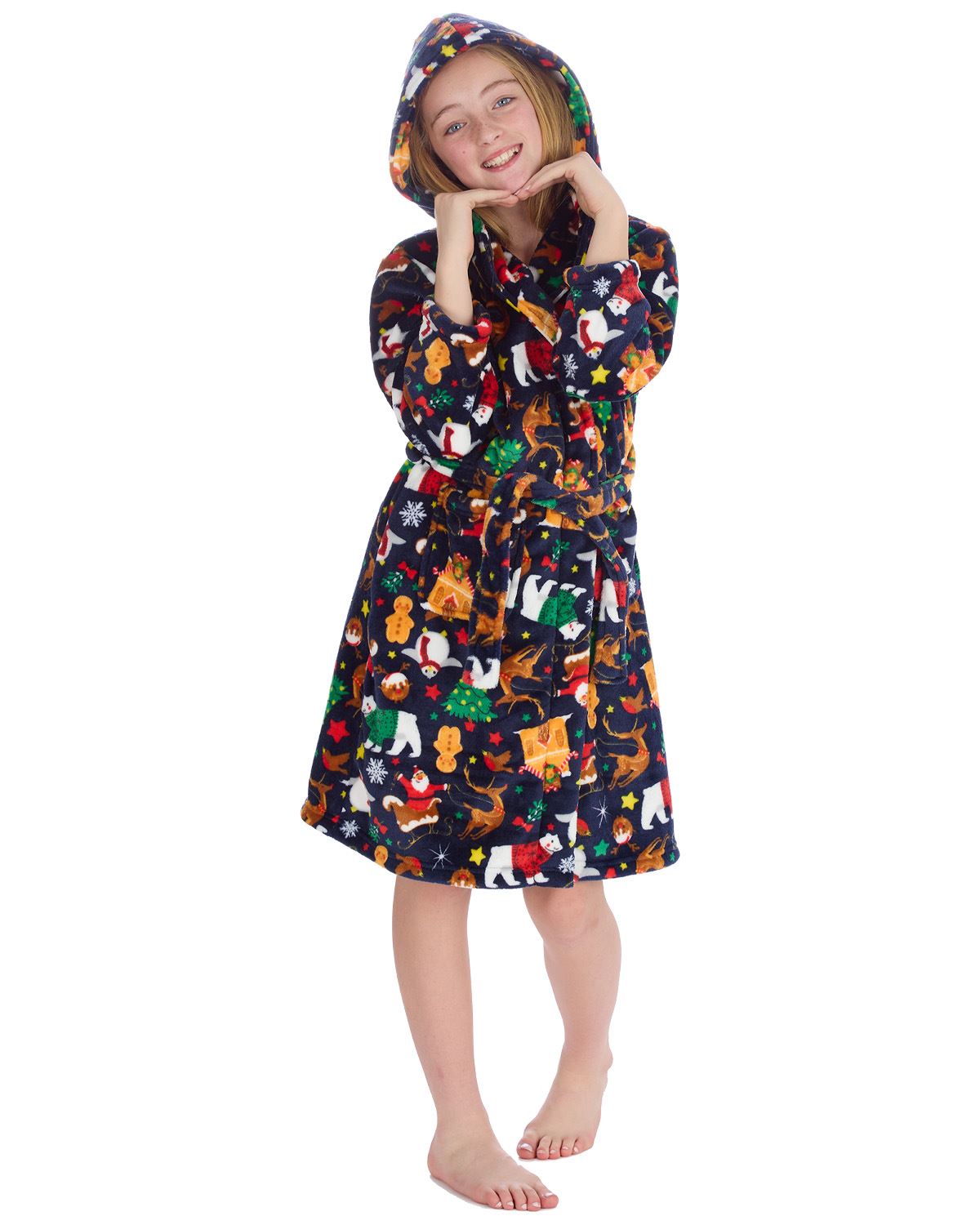 Huggable Kids Christmas Hooded Dressing Gown