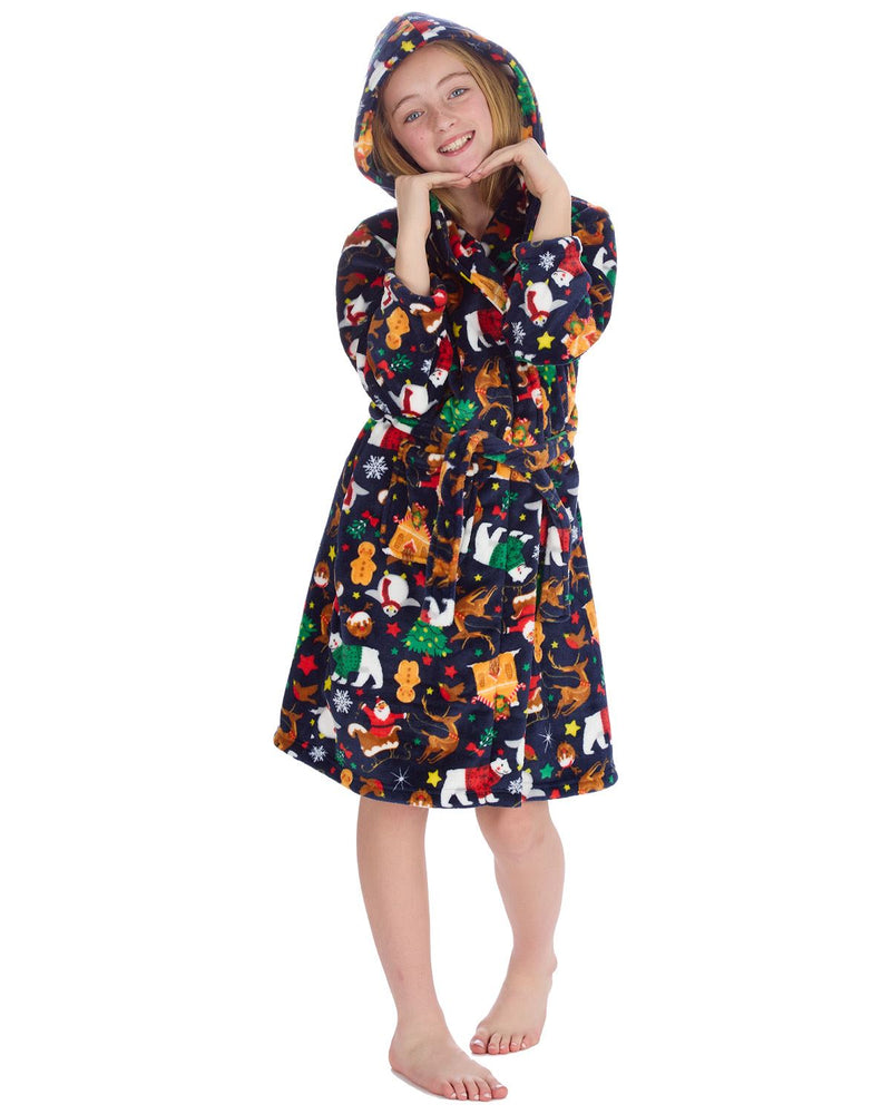 Huggable Kids Christmas Hooded Dressing Gown