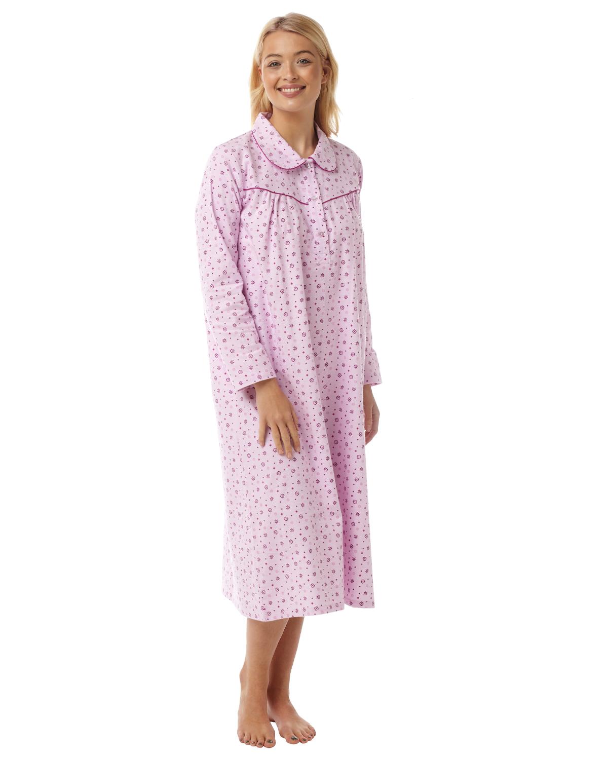 Lady Olga Ladies Incontinence Open Back Poly Cotton Floral Nightdresses by Blue 8-10 Lady Olga Ladies Incontinence Open Back Poly Cotton Floral Nightdresses by Blue 8-10