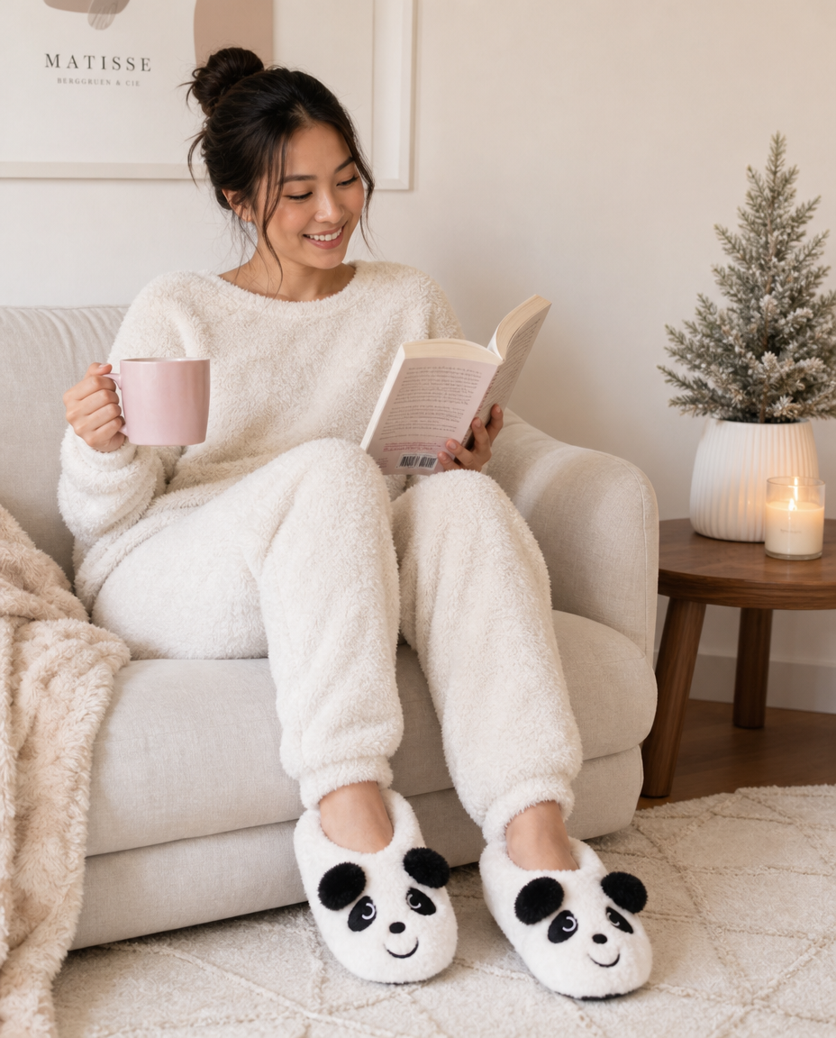 Womens Sherpa Lined Footie Slippers