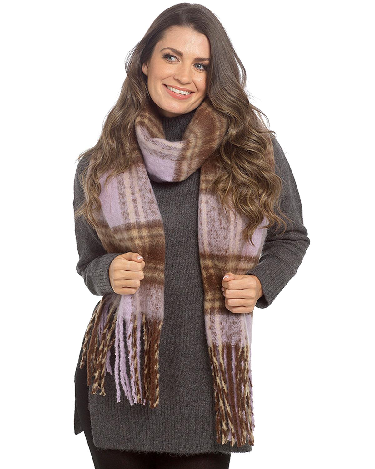 Foxbury Womens Checked Brushed Blanket Scarf