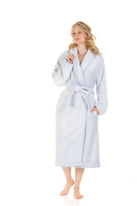 Ladies Super Soft Fleece Longpile Shawl Collar Wrap Dressing Gown Robe