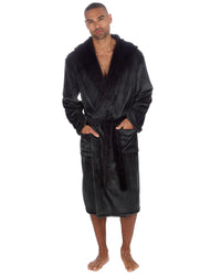 Huggable Mens Contrast Flannel Fleece Hooded Robe