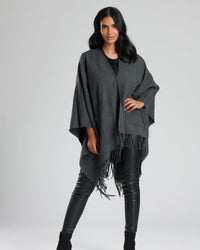 South Beach Womens Knitted Fringe Poncho