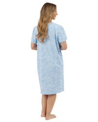 Marlon Womens Linear Floral 40" Short Sleeve Nightie