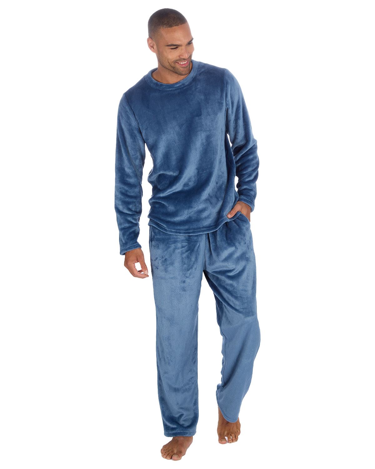 Cargo Bay Mens Polished Fleece Plain Pyjama Set