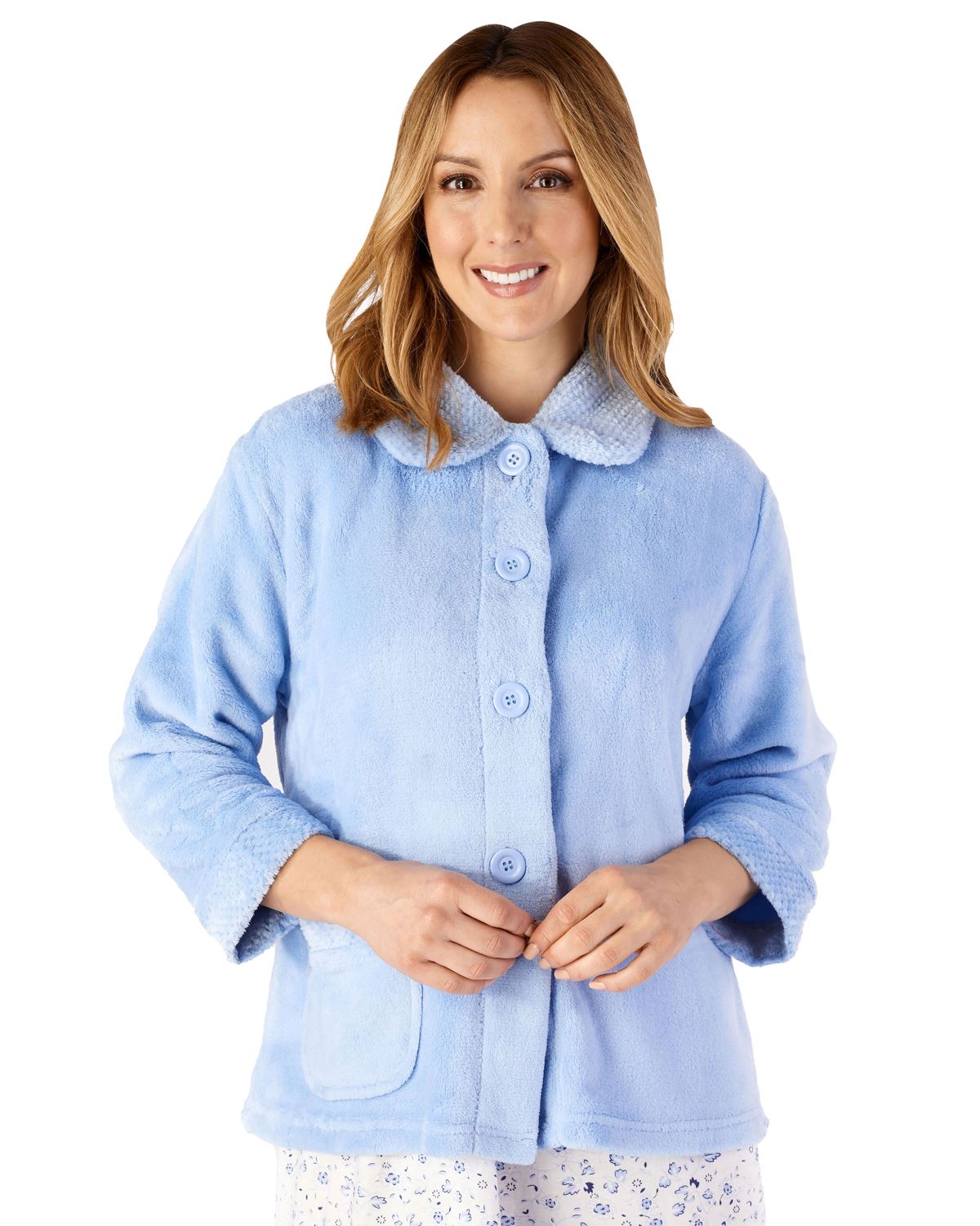 Slenderella Womens Mini Waffle Button Bed Jacket