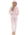 Womens Long Pile Fleece Hooded Pyjamas