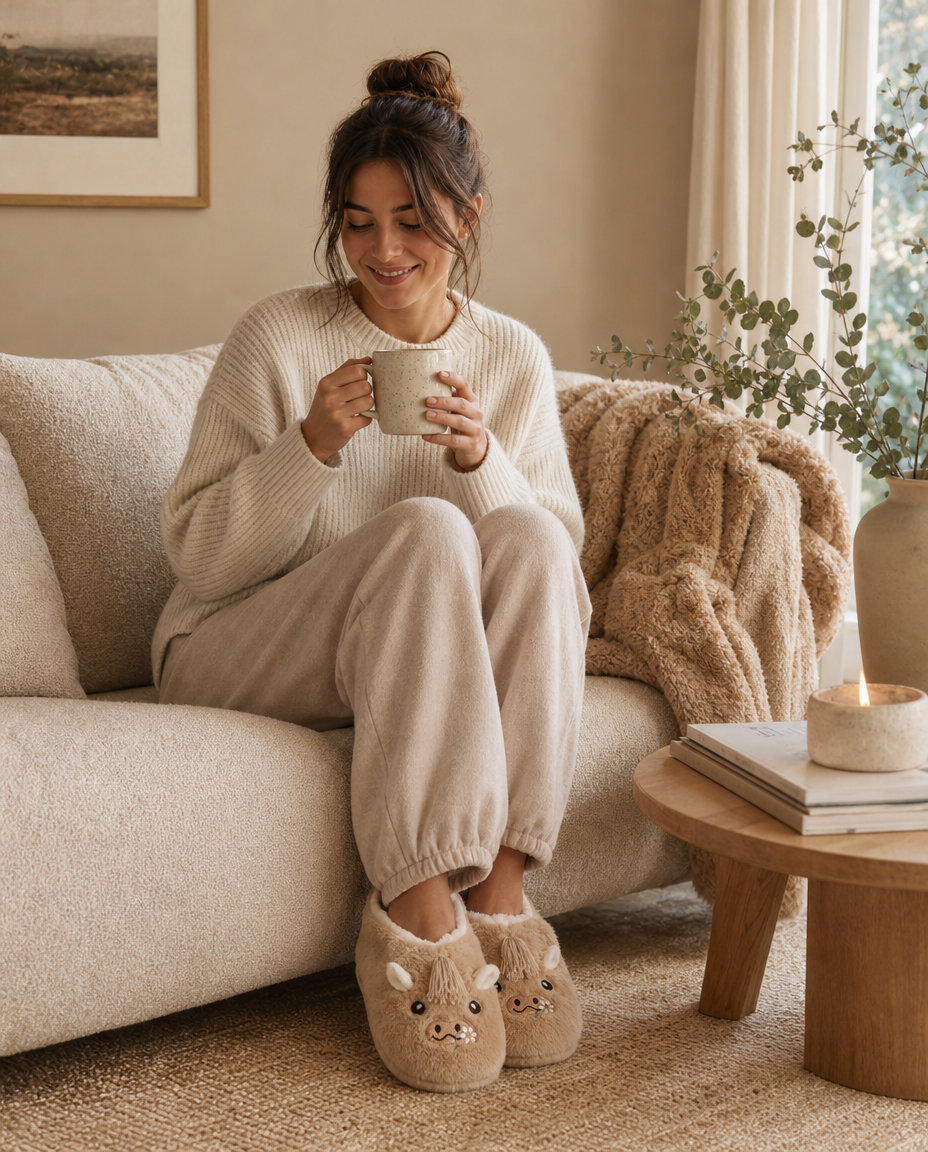 Womens Sherpa Lined Footie Slippers