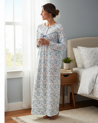 La Marquise Womens 'Moonlit Tulip' 50" Long Sleeve Jersey Nightie