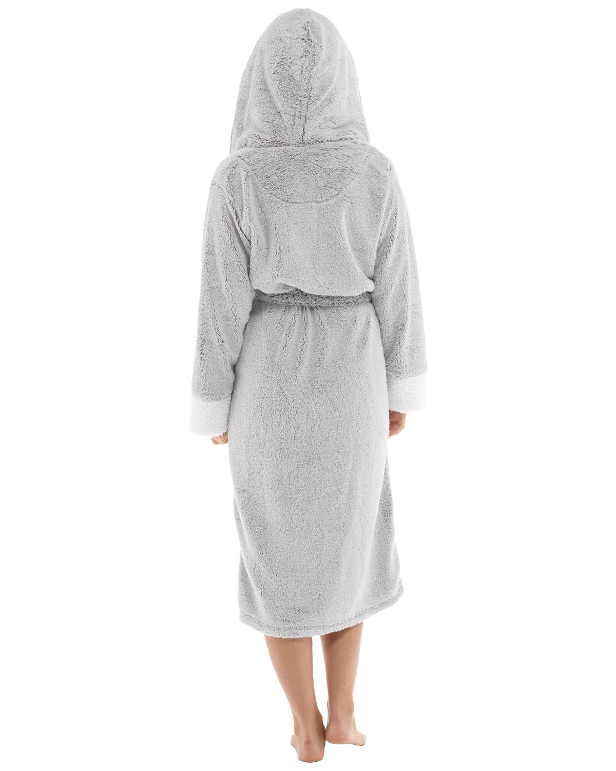 Womens Snowtip Fleece Sherpa Trim Dressing Gown