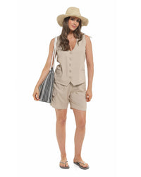 Indigo Roc Womens Linen Button Waistcoat