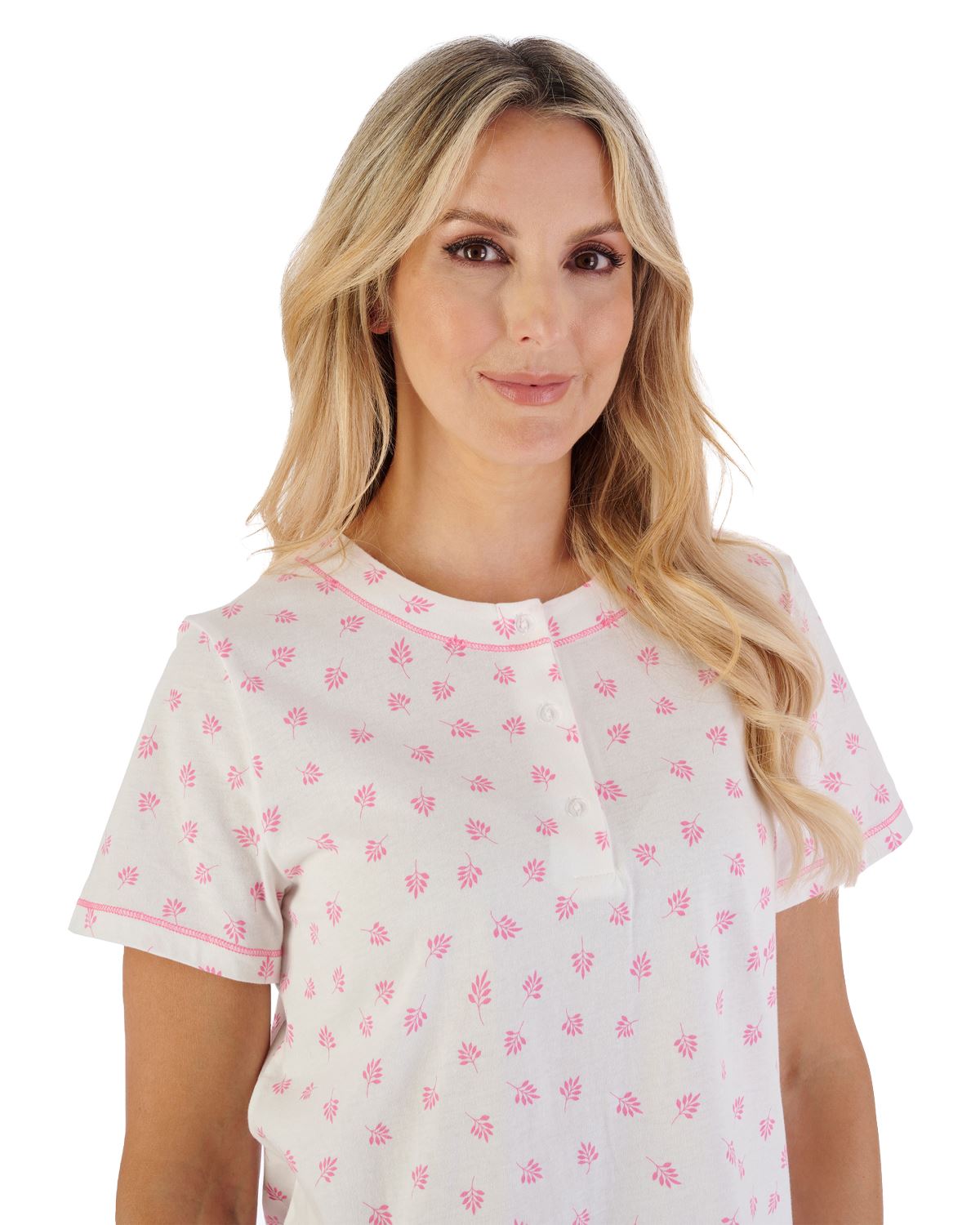Slenderella Womens 40" Leaf Print Jersey Nightdress