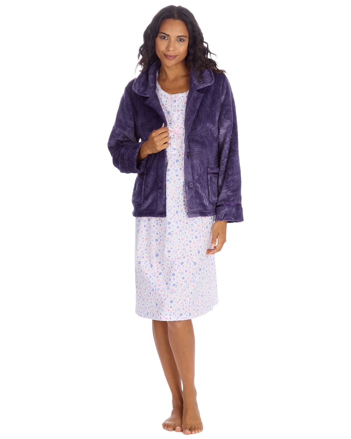 Ladies Embossed Button Bed Jacket