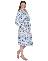 La Marquise Womens 'Blue Leopard' Supersoft Shawl Collar Robe