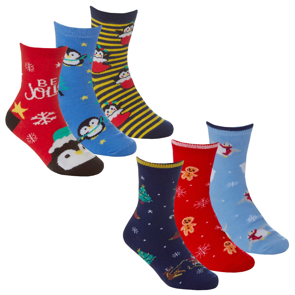6 Pairs Family Christmas Cotton Rich Socks