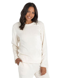 Forever Dreaming Womens Ribbed Stripe Fleece Lounge Set