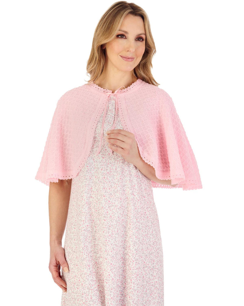 Slenderella Womens Fancy Knit Ribbon Tie Bed Cape