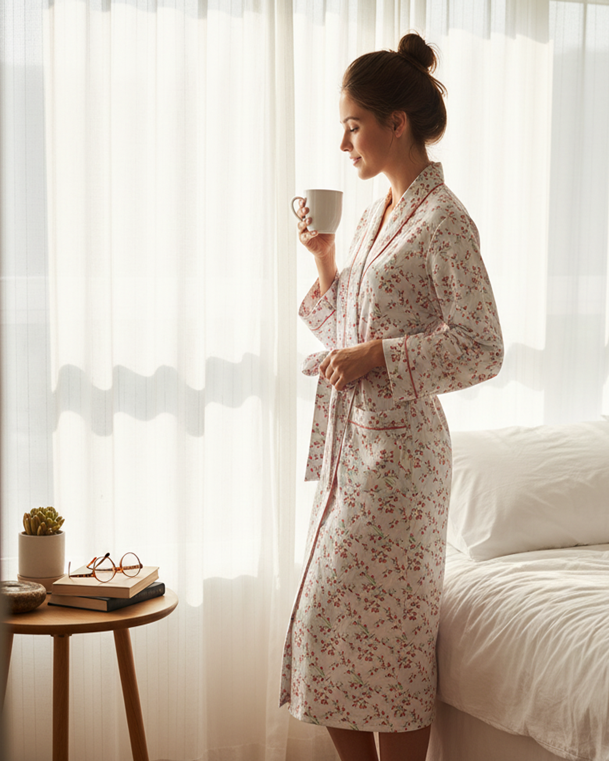 La Marquise Womens 'Moonlit Tulip' Mock Quilt Shawl Collar Robe