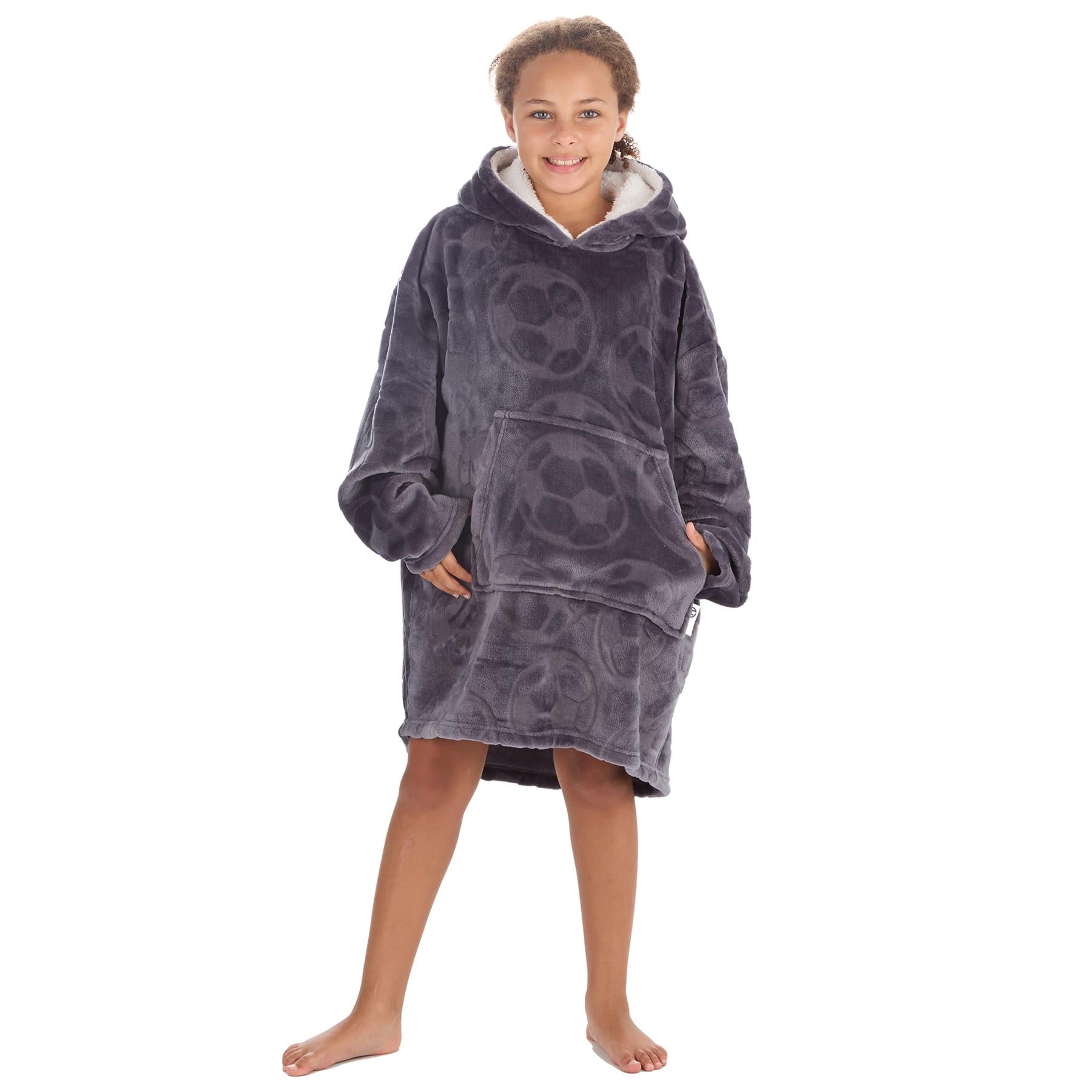 Huggable Kids Embossed Football Oversized Hoodie