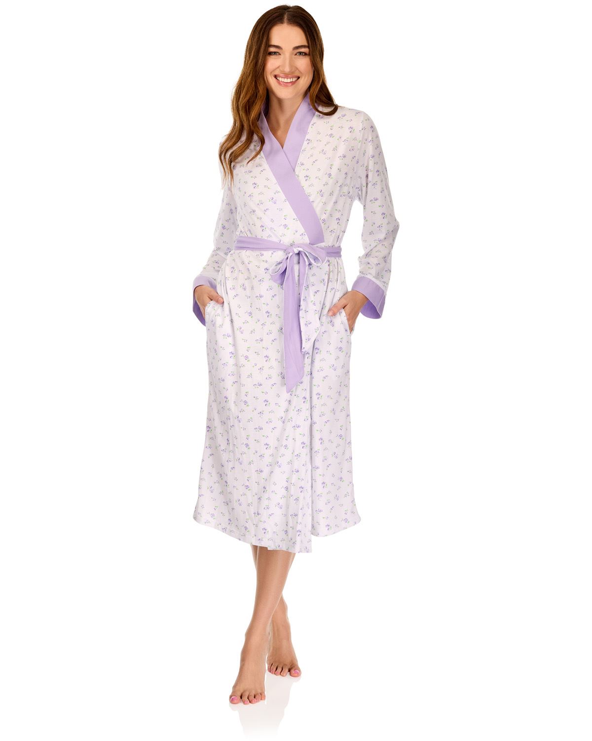 La Marquise Womens 'Vintage Blossoms' Long Sleeve Wrap Robe