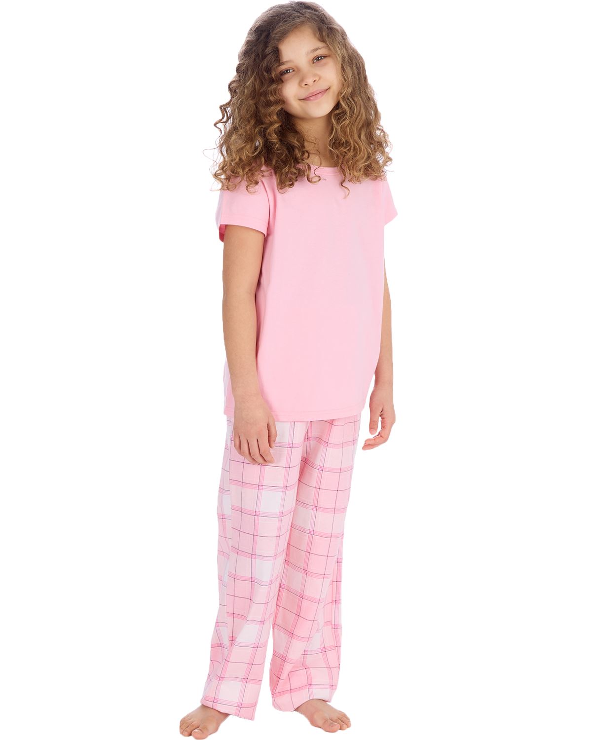 Forever Dreaming Girls Short Sleeve Tee & Check Long Pyjamas