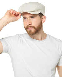 Tom Franks Mens Cotton Linen Flat Cap