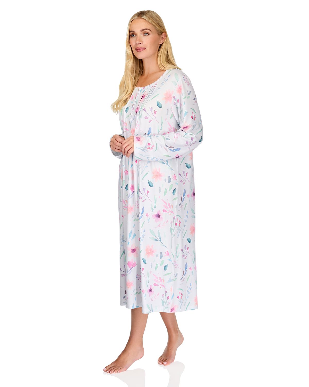 La Marquise Womens 'Watercolours' 43" & 50" Long Sleeve Jersey Nightie