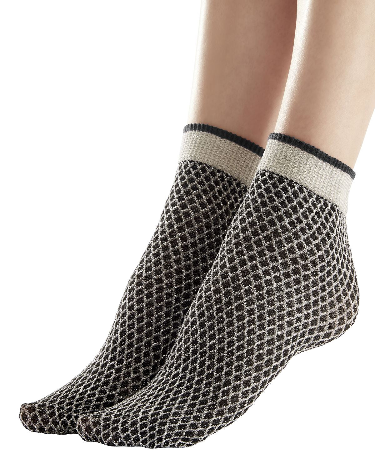 Pretty Polly Womens Black Sparkle Net Effect Anklet Socks