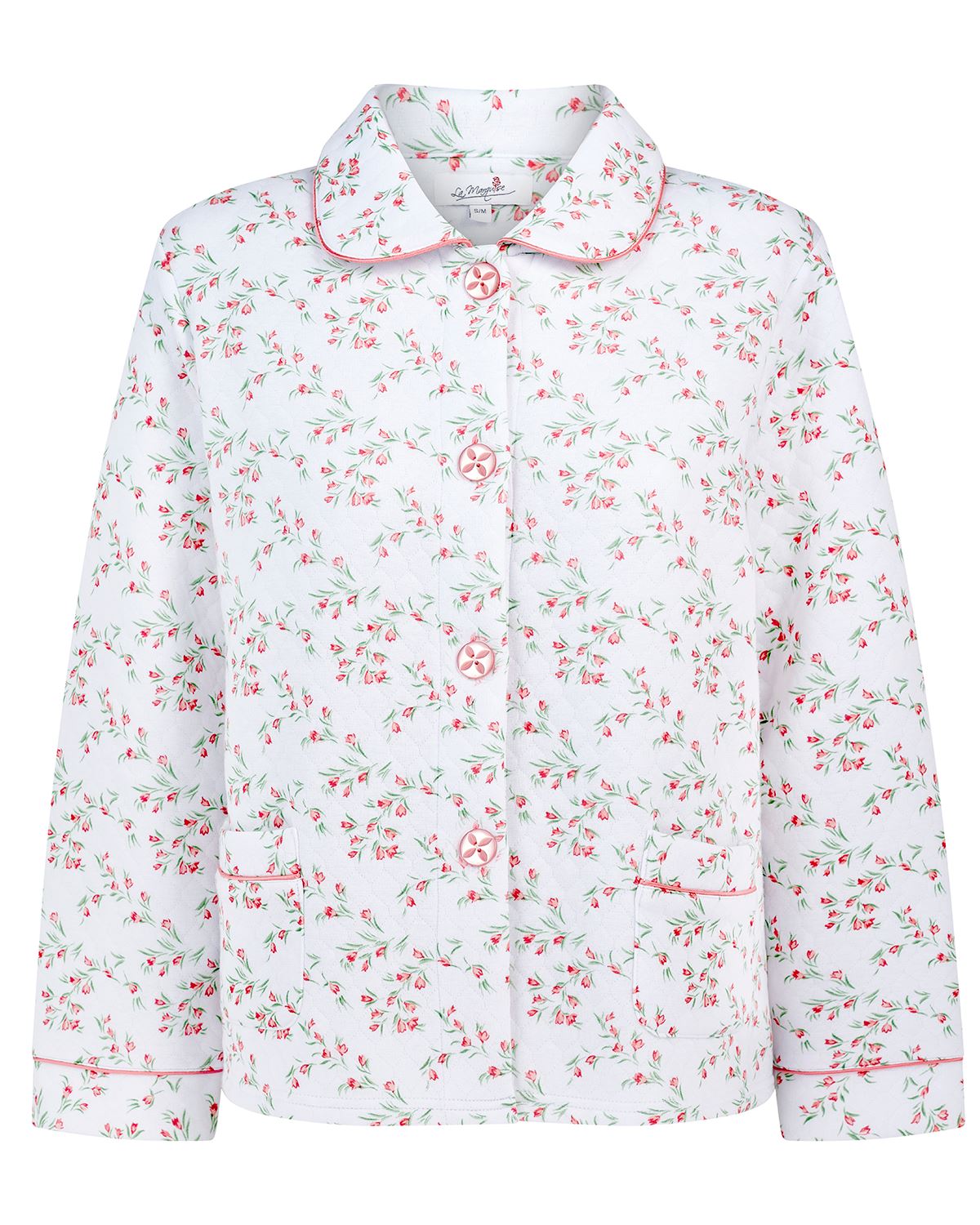 La Marquise Womens 'Moonlit Tulip' Mock Quilt Button Bed Jacket