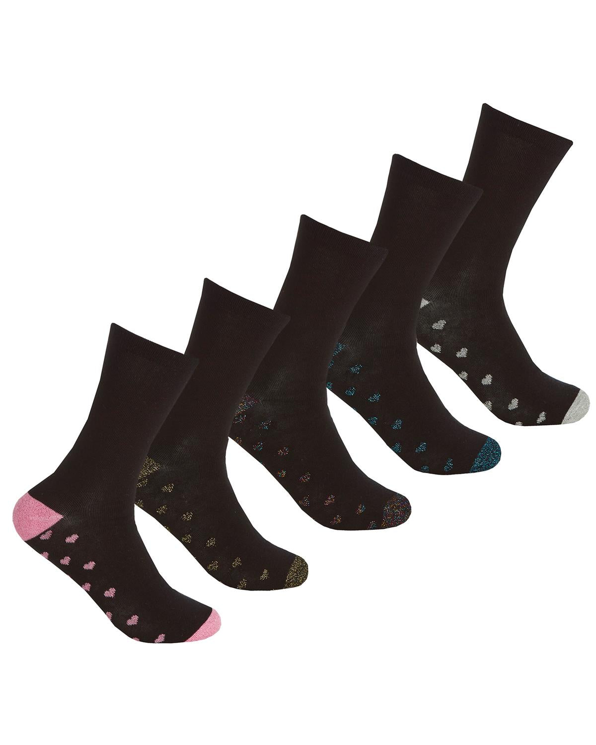 5 Pairs Girls Glitter Sole Socks