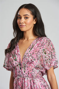 South Beach Womens Paisley Print Midi Dress