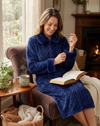 Marlon Womens Faux Fur Puff Fleece Zip Robe