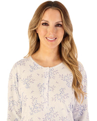 Slenderella Womens Bamboo Cotton Floral 45" Long Sleeve Nightdress