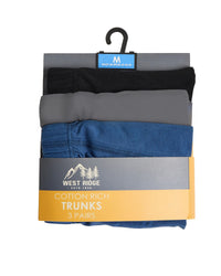 West Ridge Mens 3 Pack Cotton Rich Trunks