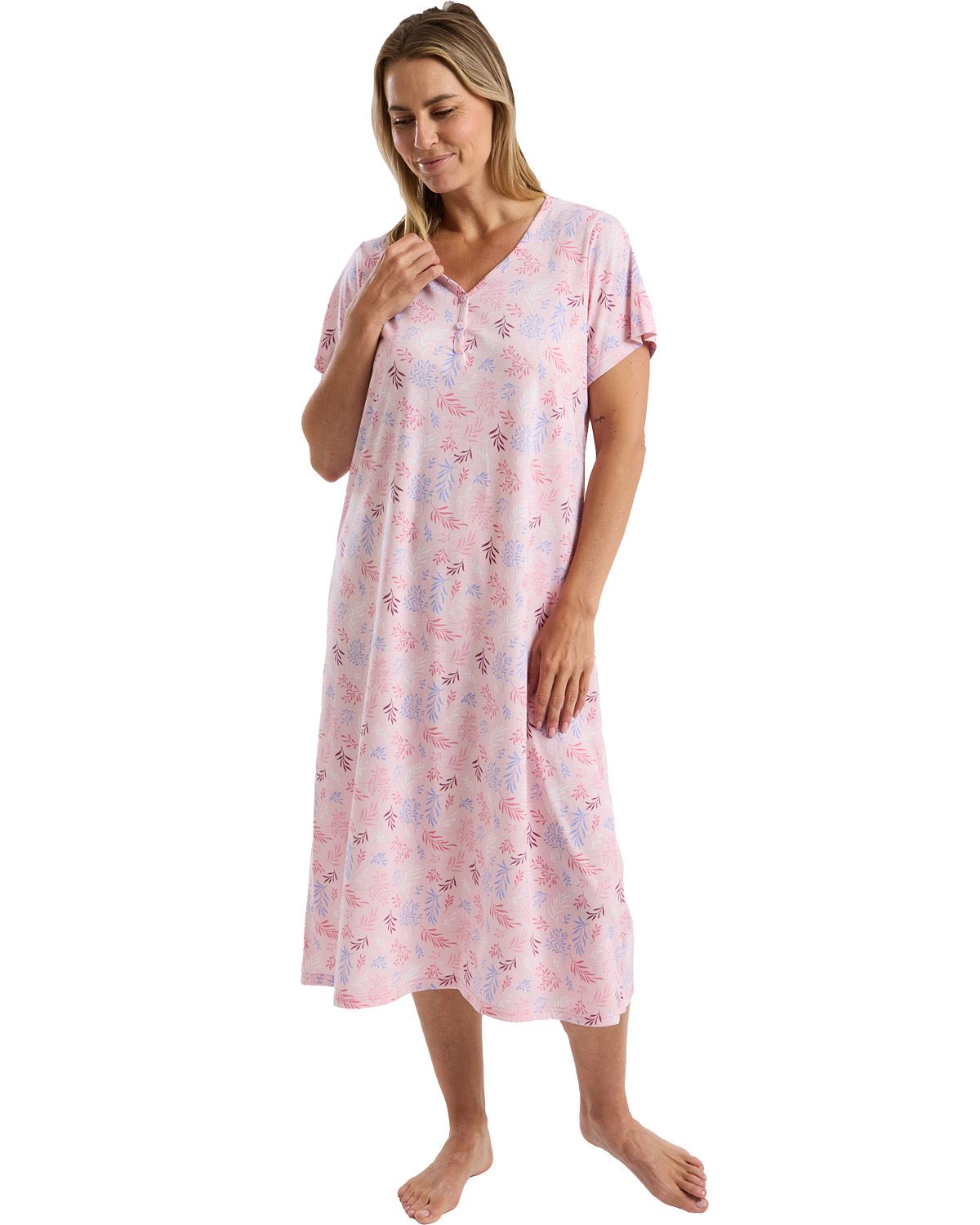 Marlon womens Autumn Leaf Jersey Longer Length Nightdress