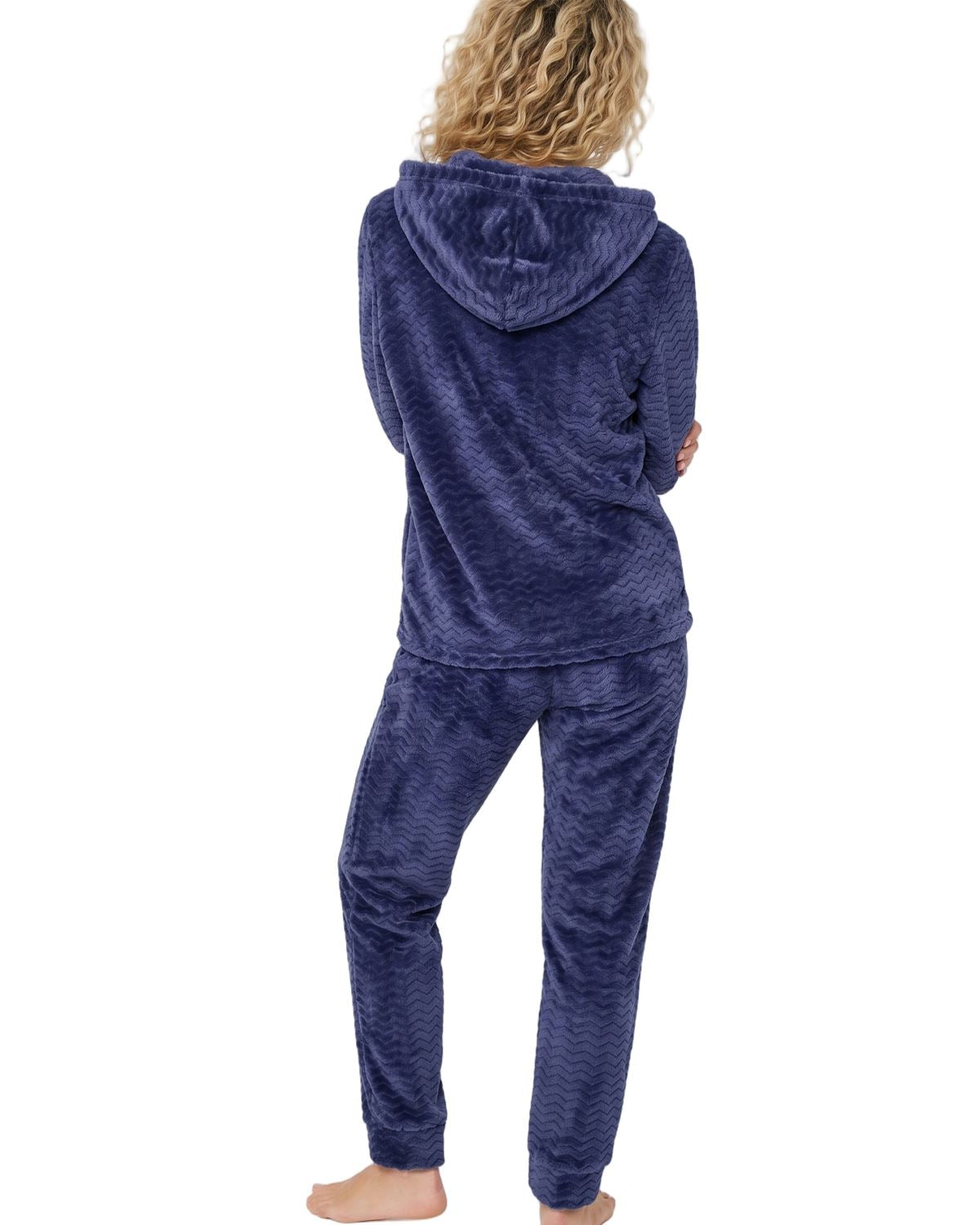 Indigo Sky Womens Zig Zag Fleece Hooded Pyjamas